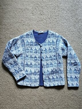 Quilted Blue Patterned Women's Jacket Transcend Inaya